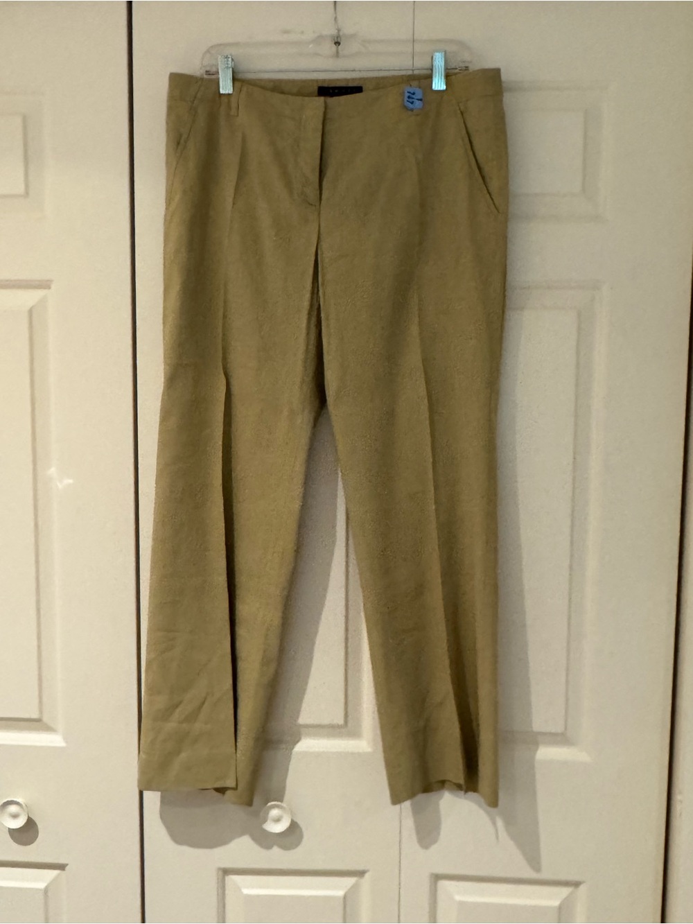 Theory Women’s Khaki Linen Pants Size 12 Short